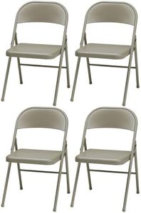 MECO Sudden Comfort All Steel Folding Chair Set with Steel Frame and Contoured Backrest for Indoor or Outdoor Events, Chicory Lace (Set of 4)