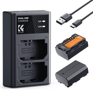 K&F Concept NP-FZ100 Battery and Dual Slot Charger Set for Sony A7iii, A7iv, A7C, A6700, A6600, ZV-E1, ZV-E10ii, FX3, FX30, A9, Alpha 9, Alpha 9S, A9S, A7R3, A7R4 Camera Batteries, 2280mAH