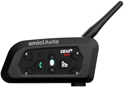 amiciAuto Ejeas V6 Pro Helmet Bluetooth Headset for 6 Riders, Headphone with Mic for Motorcycle Riders Communication (Single Unit)