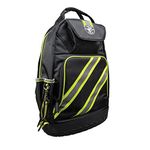 Backpack, Electrician Tool Bag, Tradesman Pro Organizer, Hi Viz, 39 Pockets and Molded Base Klein Tools 55597,Black/Reflective Grey/Green Accents,20-Inch