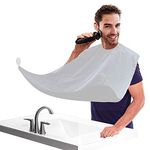 Beard Bib Apron, Beard Catcher with Suction Cups - Best Gifts for Him Men Dad Father Husband, Beard Trimmer Catcher Men's Birthday Gift QpenguinBabies (White)