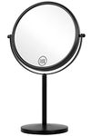 10x Magnifying Makeup Mirror, 8 Inch Tabletop Mirror Double Sided with Magnification, Swivel Make Up Mirror for Bathroom, Black ALHAKIN