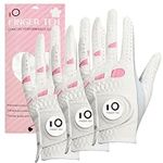 Finger Ten New Women Ladies All Weather Cabretta Leather Grip Golf Glove with Magnetic Ball Marker Left or Right Hand Lh Rh Value 3 Pack Set (Small, Worn on Left Hand-for Right-Hand Golfer)