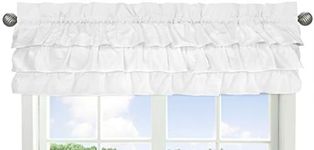 Sweet Jojo Designs Solid Color White Shabby Chic Ruffle Window Treatment Valance for Harper Collection