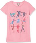 Marvel Girls' Little, Big Character Collage T-Shirt, Pink, X-Large