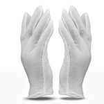 Cotton Gloves, 12 Pairs White Cotton Gloves Medium Size Thicker and Resuable Soft Works Glove for Moisturizing Dry Hands Coin Jewelry Cleaning Silver Archival Costume Inspection