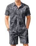 COOFANDY Mens Hawaiian Short Sleeve Shirts Matching Shirt and Shorts Set 2-Piece Swimsuit Outfit