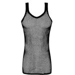 Mens String MESH Vest Fishnet Cotton Gym Muscle Training Tank Rasta Tops Shirt[Black,XL]