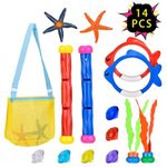 Pool Rings Diving Toys,Swimming Thru Pool Diving Game Toys with Dive Rings Underwater Treasures Torpedo Bandits Fish Toys etc Fun Water Swim Toys for Boys Girls Kids Teens Adults