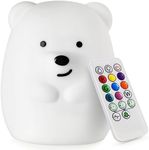 PAMANO LED Nursery Night Lights for Kids -USB Rechargeable Cute Animal Silicone Lamps with Touch Sensor and Remote Control -Portable Color Changing Glow Soft Cute Baby Infant Toddler Gift (Bear)