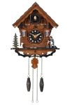 Kintrot Cuckoo Clock: Traditional Black Forest Handcrafted Wooden Quartz Clock for Wall Antique Decroration with Volume Control, 12 Melodies, Night Sensor and Singing Bird
