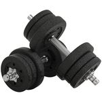 HOMCOM 25KG Adjustable Weights Dumbbells Set, Dumbbell Hand Weights for Home Office Gym Body Fitness Lifting Training, Black