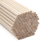 Wood Dowels Wooden Dowel Rods, 100PCS 6mm*150mm Round Wooden Sticks for Arts and Crafts, Small Unfinished Hardwood Sticks for DIYers Crafting, Cake Support, Lollipop, Photo Booth Props, Home Decor