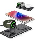 SwanScout Inductive Charging Station for Samsung Watch 7, SwanScout 502S, 2 in 1 Wireless Charger for Samsung S24 Ultra/S23/Note 20/Z Flip 6, Wireless Charger for Galaxy Watch Ultra/7/6/5/4, Buds 3