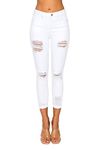 WAX JEAN Women's 'Butt I Love You' Push-Up High Rise Destructed Capri Jeans White 7