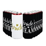 Set of 10 Bachelorette Party Koozies - Brides and Bride Tribe Coozie - Collapsible Koozies Slim Can for Bachelorette Party (Black)