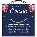 BEKECH Cousin Morse Code Bracelet Cousin Crew Best Friend Long Distance Friendship Jewelry for Cousin Wedding Birthday Family Girl (SILVER)