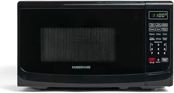 Farberware Countertop Microwave 700 Watts, 0.7 Cu. Ft. - Microwave Oven With LED Lighting and Child Lock - Perfect for Apartments and Dorms - Easy Clean Grey Interior, Retro Black