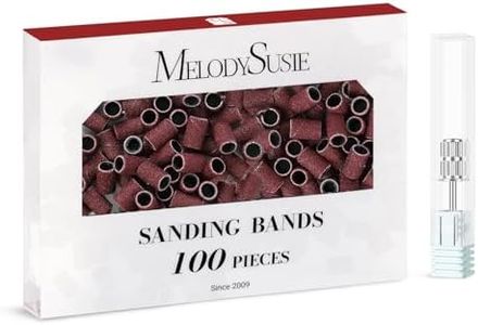 MelodySusie 100 Pcs Nail Drill Bits Sanding Bands for Nail Drill 120 Medium Grit Nail File Sanding Bands for Acrylic Nails Gel Manicures and Pedicure