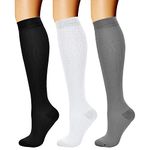 CHARMKING Compression Socks (3 Pairs) 15-20 mmHg is Best Athletic & Medical for Men & Women, Running, Flight, Travel, Nurses, Edema - Boost Performance, Blood Circulation & Recovery (L/XL,Assorted 03)