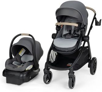 Maxi-Cosi Zelia Pro 5-in-1 Travel System with Mico Pro Infant Car Seat and Baby Stroller Combo, Reversible Seat, Large Wheels, Adjustable Handle, Newborn to Toddler, Lightweight, Sea Salt