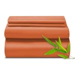 EaseHome Queen Sheets, Rayon Derived from Bamboo, Deep Pocket Up to 16", Queen Cooling Sheet Set, Soft Bed Sheets, Luxury Silky Bedding Sheets & Pillowcases, Dusty Orange