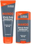 Mando Whole Body Deodorant - Invisible Cream Tube and Solid Stick - 72 Hour Odor Control - Aluminum Free, Baking Soda Free, Skin Safe - 3.0 Ounce Tube and 2.6 Ounce Solid Stick Bundle - Mt Fuji