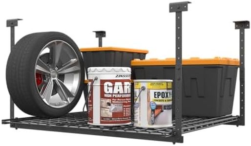 Jusgym 45-Inch x 45-Inch Overhead Garage Storage Rack, 17"-28" Height Adjustable Garage Ceiling Storage Racks, Heavy Duty Storage Organizer System, 250LBS Weight Capacity, Black