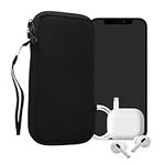 kwmobile Neoprene Phone Pouch Size XL - 6.7/6.8" - Universal Cell Sleeve Mobile Bag with Zipper, Wrist Strap - Black