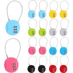GANGBARU 16 Pack 3 Digit Combination Lock Mini Wire Rope Locker Lock Multi-Color Number Waterproof Luggage Locks with Code Travel Padlocks for Gym School Locker Backpacks Suitcase Toolbox Storage