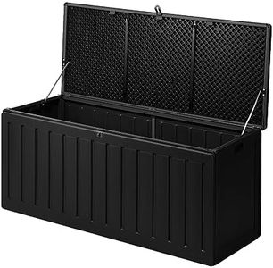 LI LIVSIP 490L Outdoor Storage Deck Box - Waterproof & Lockable Large Storage Container with Handle for Garden Tools Furniture Cushions Sporting Gears, 136KG Load Capacity, Black