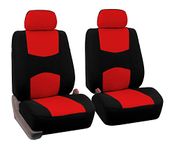 FH Group Universal Fit Flat Cloth Pair Bucket Seat Cover, (Red/Black) (FH-FB050102, Fit Most Car, Truck, SUV, or Van)