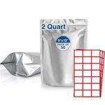 2 Quart Mylar Bags for Food Storage - Pack Of 50-5 Mil Thick Each Side - 8"x12" Self Stand Up Mylar Ziplock Bags with Label Stickers - Resealable Bags for Packaging