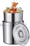 Sedeke 40-Quart Stainless Steel Seafood Boil Pot with Basket, Crawfish, Crab, Lobster, Shrimp Boil Stock Pot with Strainer, Turkey Fryer Pot with High Temperature Resistant Gloves Kit