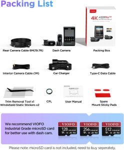 VIOFO A229 Pro 3-Channel 4K HDR Dash Cam – STARVIS 2, WiFi, GPS, 24H Parking
