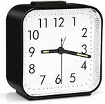 Brifit Alarm Clocks Bedside, Silent Non Ticking Table Clock with Luminous Pointer & Large Display, Battery Powered Bedside Clock, Snooze Night Light Function, for Heavy Sleepers, Bedroom (Black)