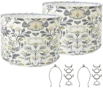 Lamp Shades Drum Lampshade, 13" Top x 13" Bottom x 10" High, Medium Spider Fitter Assembly Required, Lamp Shade Harp Holder Included, Black, 2 Pack，Flower