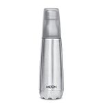 Milton Vertex 750 Thermosteel Water Bottle with Unbreakable Plastic Tumbler, 700 ml, Silver