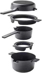 Alva Neat 5 in 1 Black Ceramic Nonstick Cookware Set All in One Space Saving Non Toxic Cookware PFAS, PFOA & PFTE Free, Frying Pan, Sauce Pan, Dutch Oven & Coaster, Pots and Pans Set for Cooking
