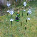 Woodside Outdoor Picnic BBQ Barbecue Wine Bottle & 4 x Glass Holder Stake Set