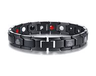 Rockyu Bracelet Magnetic Men's Silver Gold Black Chain Bracelet Women's Germanium Bracelet Stainless Steel Magnetic Therapeutic Bracelet Static Electricity Removal Good for Sleeping