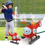 2-in-1 Water Sprinkler Baseball Helicopter Toy for Kids Outdoor Play, Attaches to Garden Hose, Backyard Spinnings Airplane Water Spray Toy Game Pool Party for Yard Kids Boys Girls Dogs Pets Gift