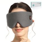 Heated Eye Mask for Dry Eyes, Warm Eye Compress, Cordless Eye Mask with Vibrating, 1500mAh, 3 Heat Levels, Washable, Gifts for Friends, Travel(Grey)