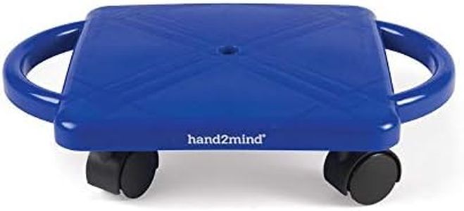 hand2mind Blue Indoor Scooter Board with Handles, Floor Scooter, Sit Down Scooter, Gym Activities for Kids, Indoor Recess Games, Sport Scooters, Physical Education Equipment, Gross Motor Toys