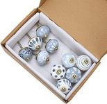 SHRIYAM CRAFT Shriyam Ceramic Vintage Colourful Pottery Drawer Handle Door Knobs & Pulls for Cabinets Home Interior Decor Hardware (D-1.7" X H-2.5", Grey Coler) (15) Pack of 15