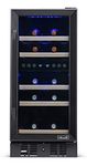 NewAir Freestanding 28 Bottle Dual Zone Wine Fridge, French Door, Black Stainless Steel