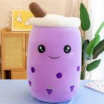 HICAS Bubble Tea Plush Pillow,Boba Plushie,Cartoon Plush Dolls Funny Milk Tea Soft Doll Tea Cup Cushion Bubble Tea Plush Toy Children's Toy Birthday Gift,Purple,35 cm/13.78 inch