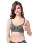 Fabme Women's Nylon, Spandex Padded Wire Free Molded Bra (BR0278_Grey_XX-Large_Grey_2XL)