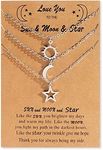 Stocking Stuffers for Teens Friendship Necklaces for 3 Girls Cute BFF Necklace for Women Best Friend Necklace Dainty Sun Moon Star Necklaces Long Distance Relationship Necklace (3 Pcs)