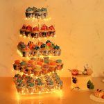 Pastry Stand 5 Tier Acrylic Cupcake Display Stand Cake Stand Dessert Stand Cupcake Holder Pastry Serving Platter Candy Bar Party Décor Wedding Birthday Holidays，Christmas（Yellow Light）…